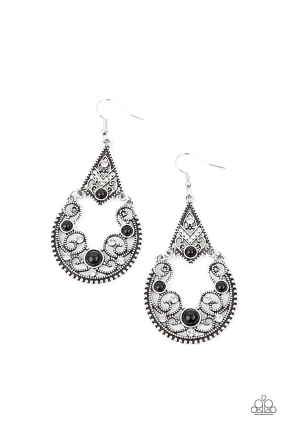 Bohemian Ball - Black - Paparazzi Earrings