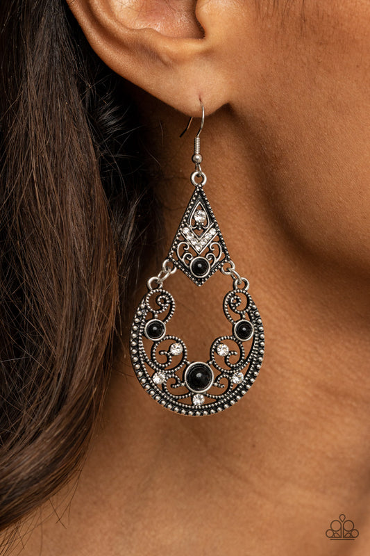 Bohemian Ball - Black - Paparazzi Earrings