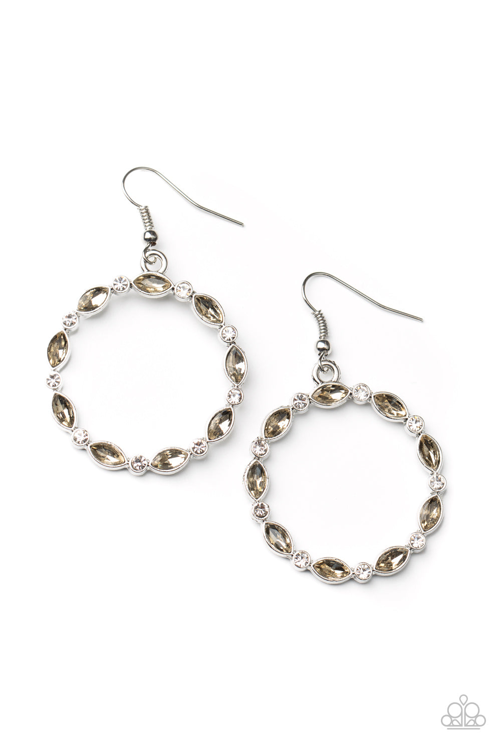 Crystal Circlets - Brown - Paparazzi Earrings