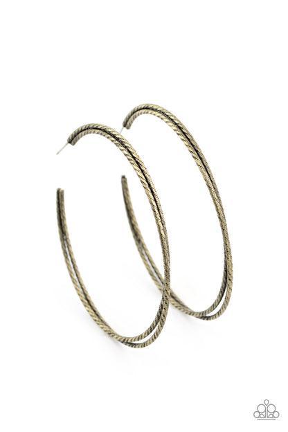 Curved Couture - Brass - Paparazzi Earrings