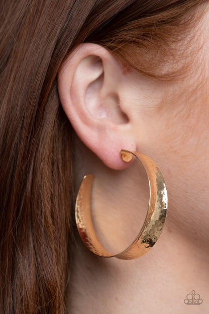 Fearlessly Flared - Gold - Paparazzi Earrings