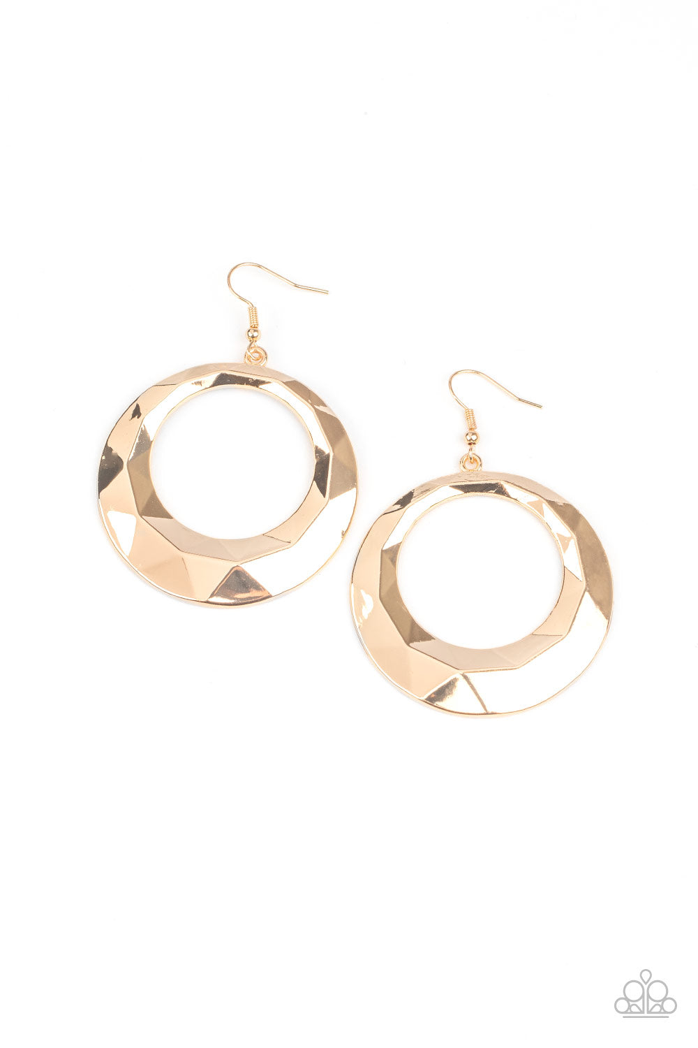 Fiercely Faceted - Gold - Paparazzi Earrings