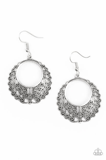 Grapevine Glamorous - Silver - Paparazzi Earrings