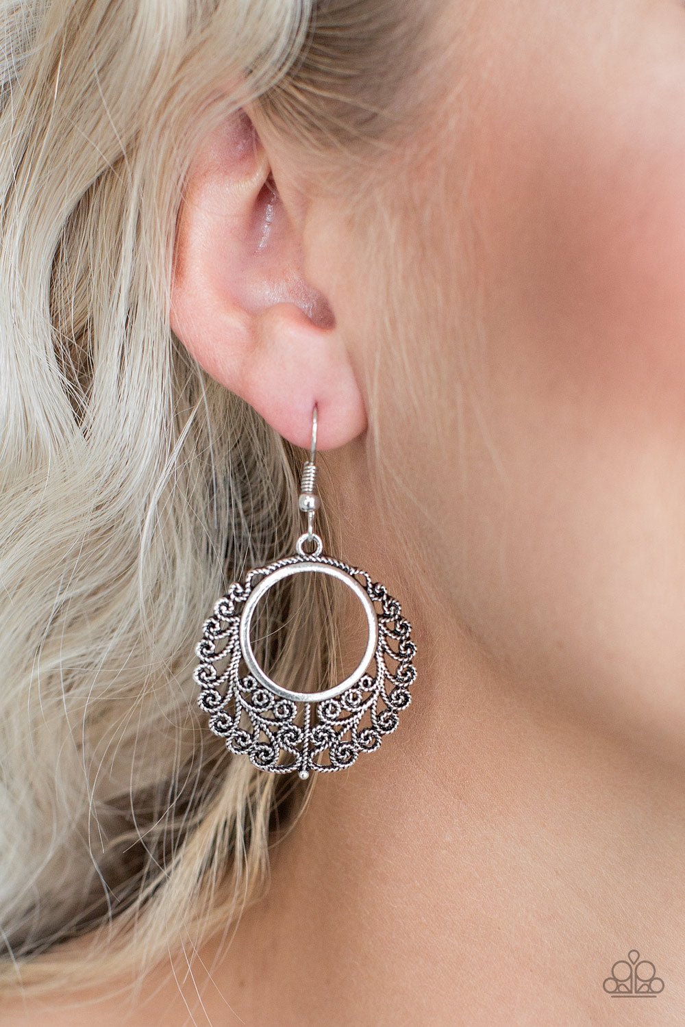 Grapevine Glamorous - Silver - Paparazzi Earrings