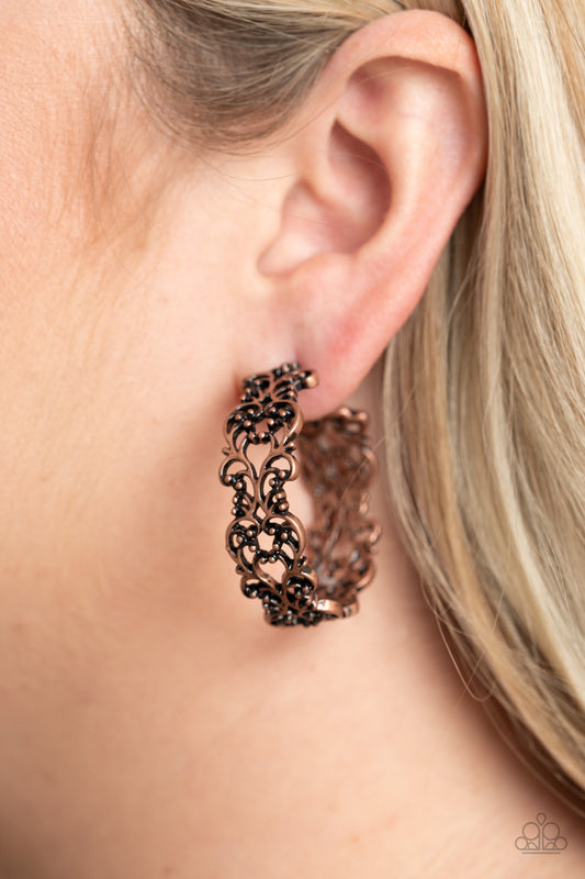 Laurel Wreaths - Copper - Paparazzi Earrings