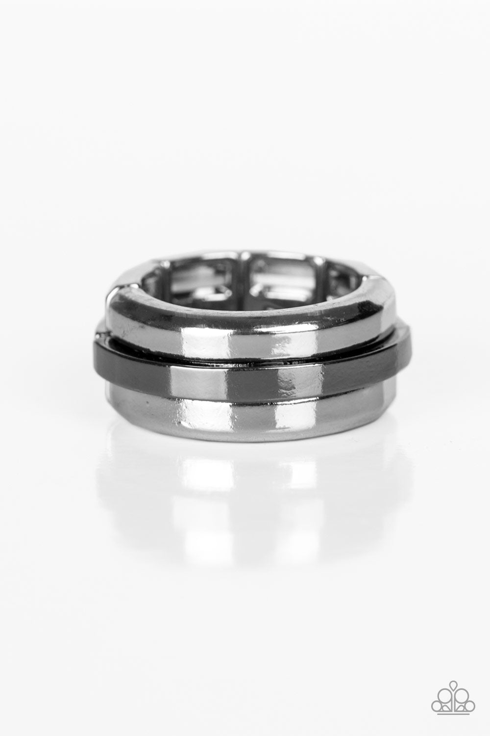 Battle Tank - Black - Paparazzi Mens Ring