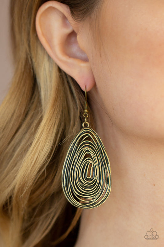 Rural Ripples - Brass - Paparazzi Earrings