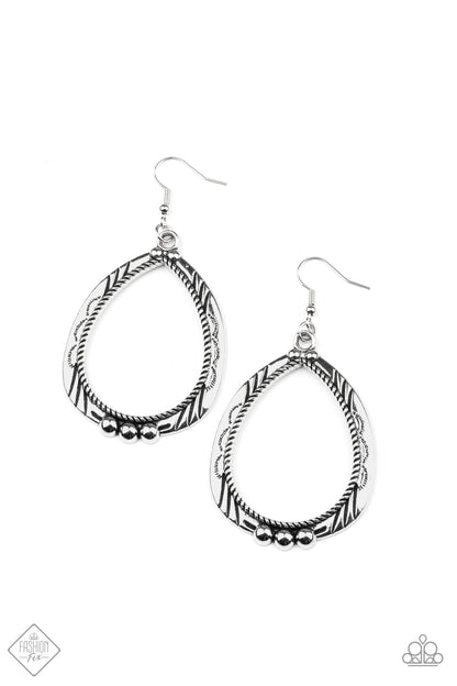 Terra Topography - Silver - Paparazzi Earrings